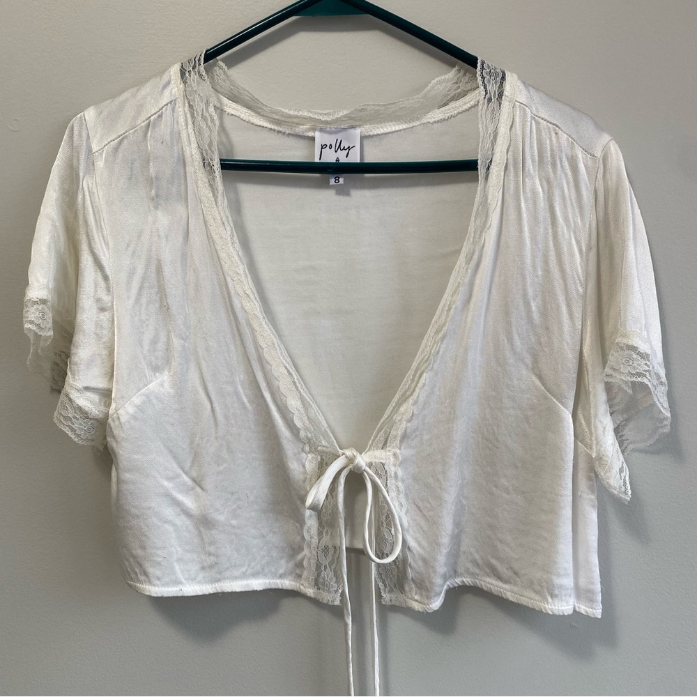 Elegant White Tie-Front Blouse